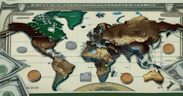 World map highlighting different currencies