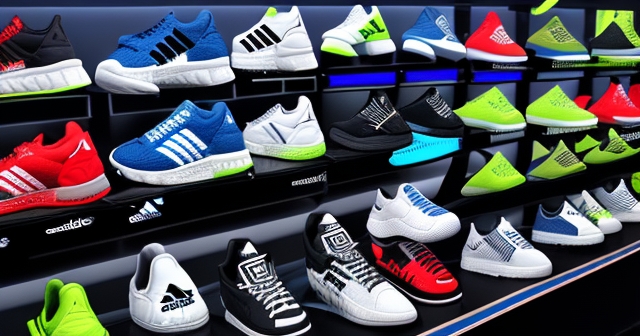 รองเท้า Adidas ในร้านค้าที่มีชีวิตชีวา