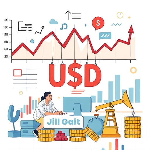 กราฟการเปลี่ยนแปลงของดัชนี USD พร้อมด้วยสัญลักษณ์ทางการเงิน