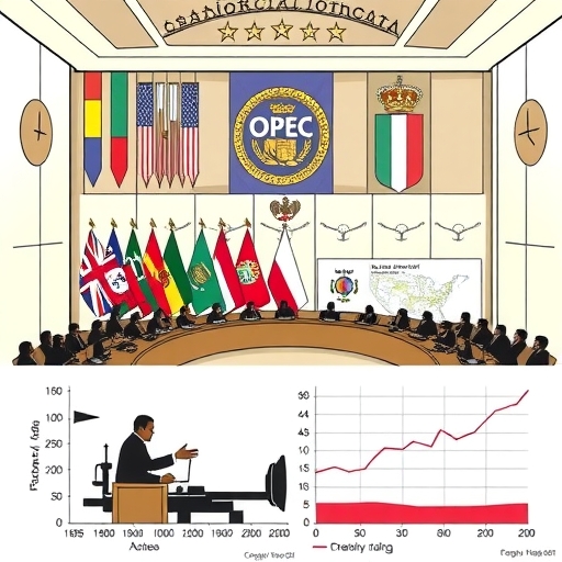 กราฟแสดงอิทธิพลของการตัดสินใจ OPEC ต่อราคาน้ำมัน