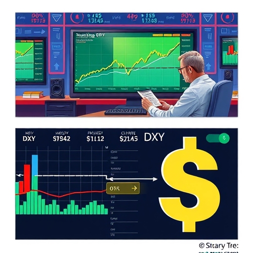 นักลงทุนกำลังวิเคราะห์แนวโน้ม DXY ด้วยกราฟและแผนภูมิ