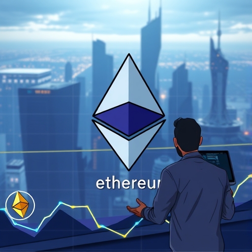 โลโก้ Ethereum ในเมืองอนาคต