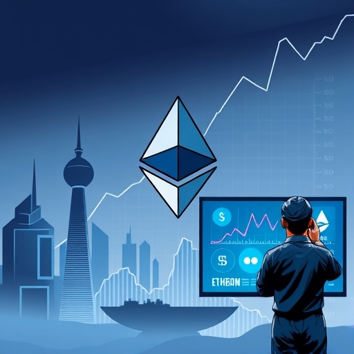 กราฟการเติบโตดิจิทัลพร้อมสัญลักษณ์ Ethereum