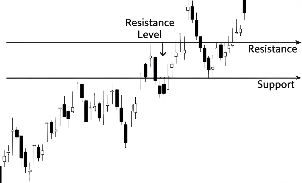 ภาพประกอบแนวรับและแนวต้านบนกราฟราคา