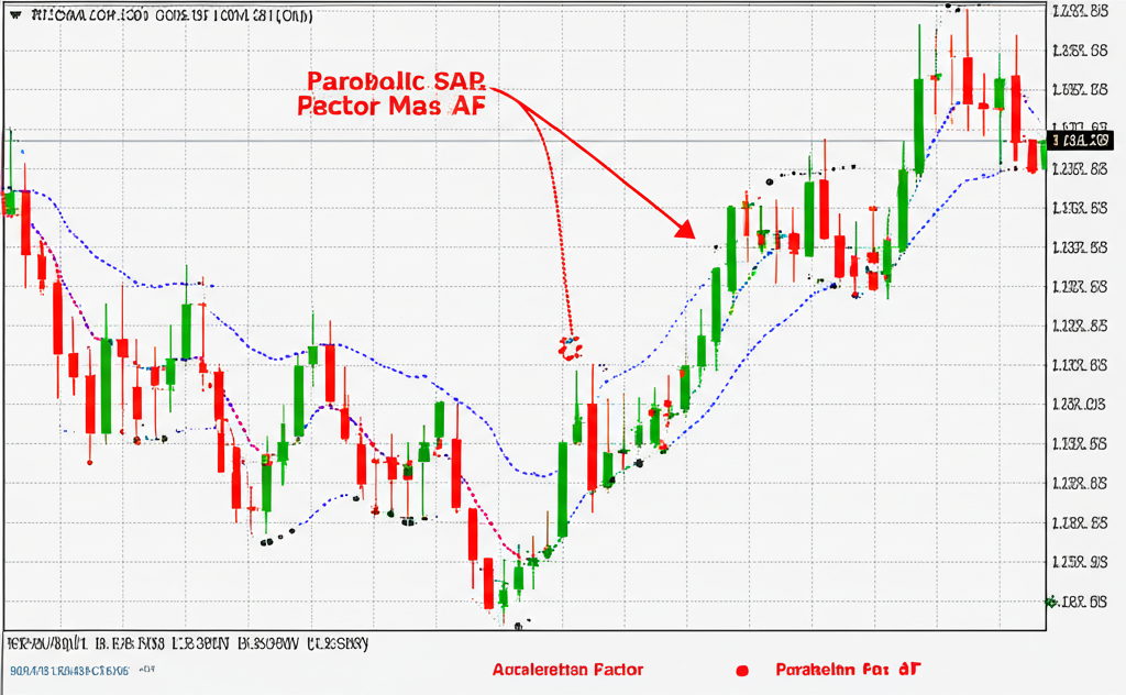 Trading chart with Parabolic SAR and AF settings