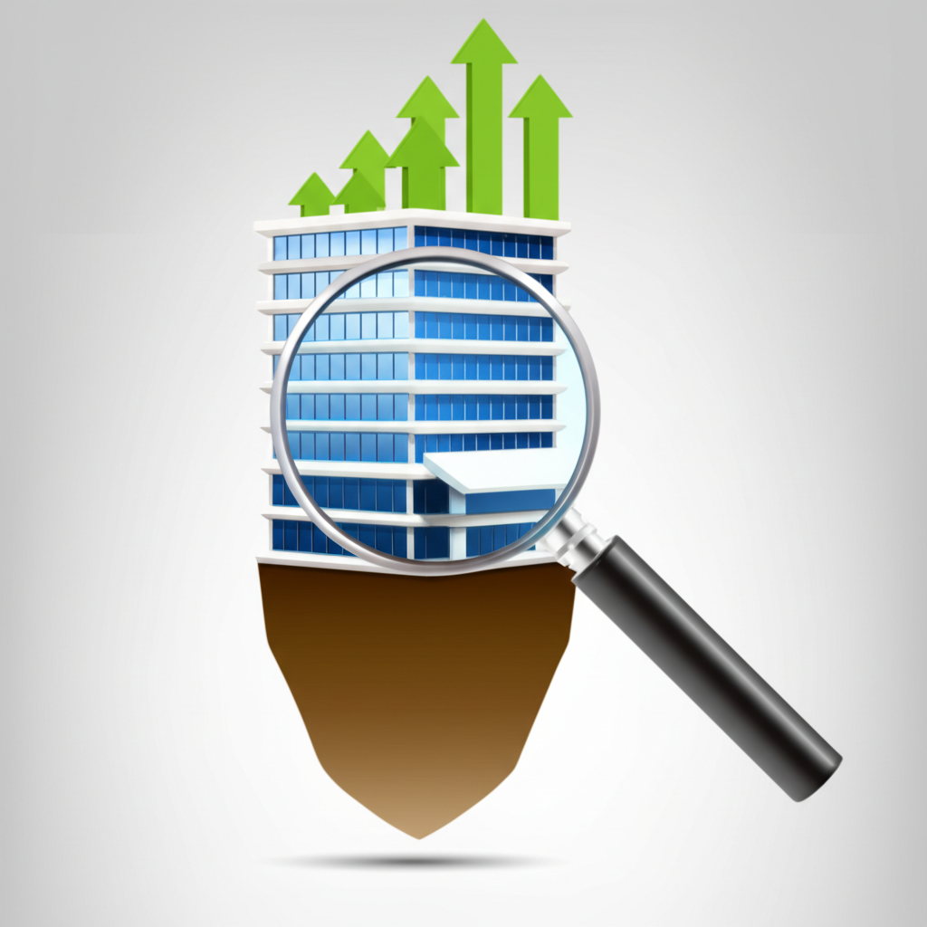 Illustration of analyzing a strong company foundation with growing dividends for stock selection