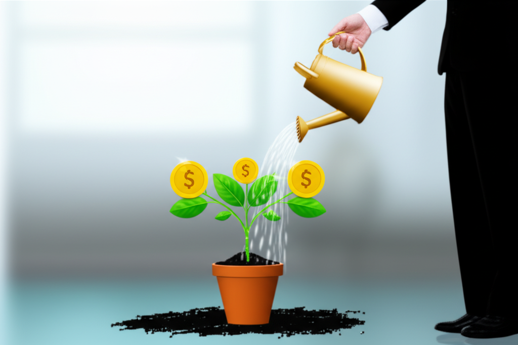 Thai business person nurturing sustainable growth with investment