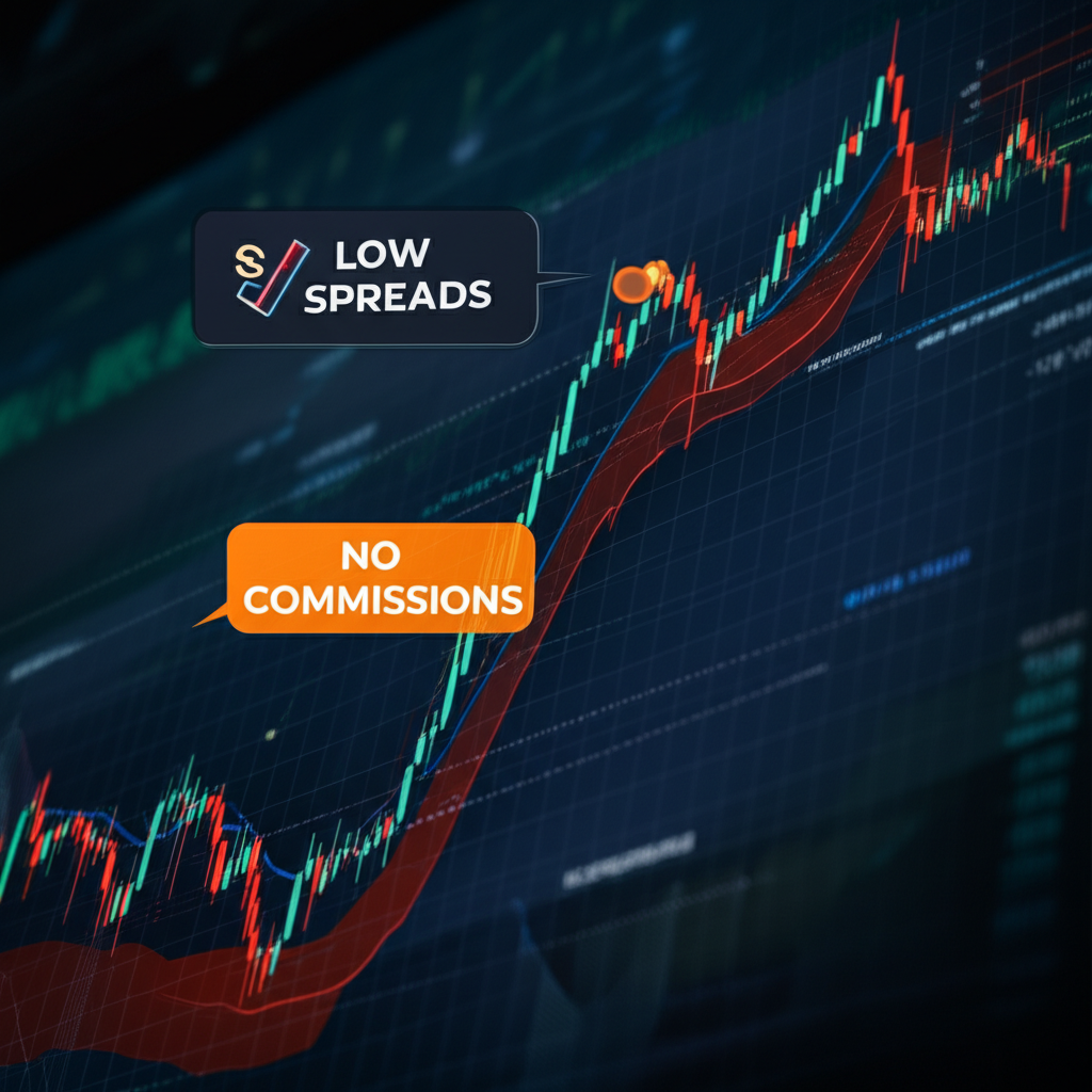 Financial chart highlighting low spreads and no commissions in XM Ultra Low account