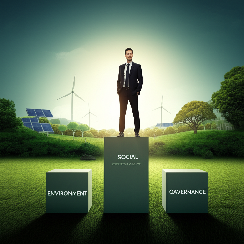 illustration of ESG pillars supporting sustainable business