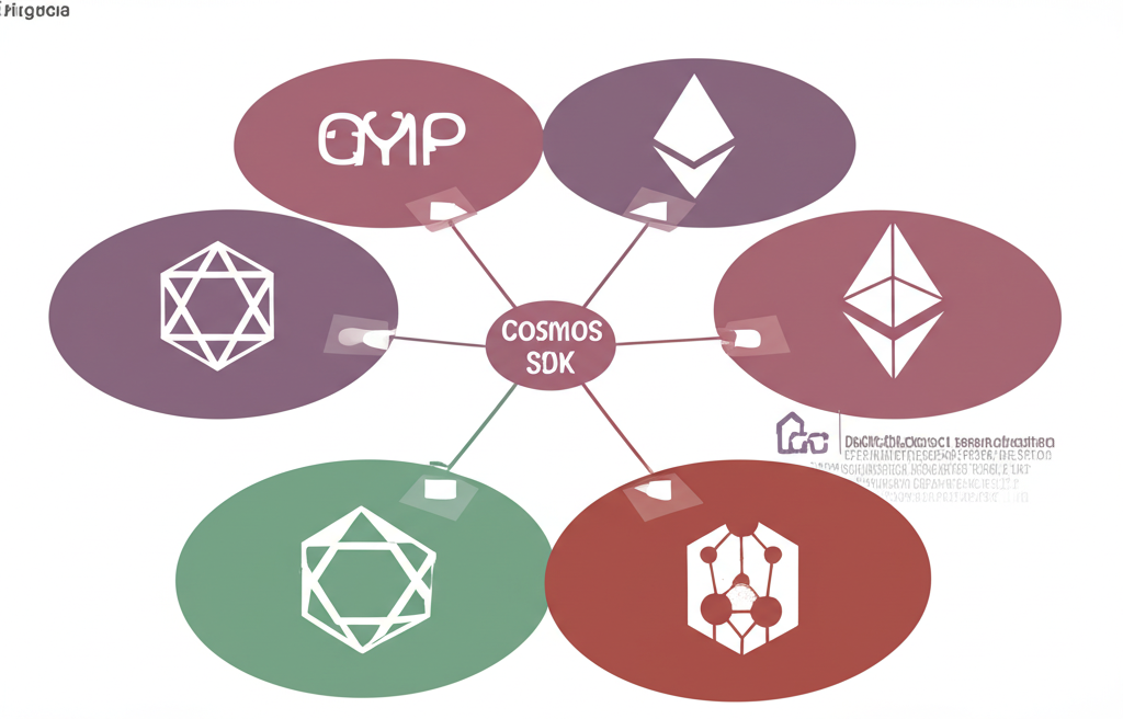 illustration of Tendermint Core IBC protocol and Cosmos SDK as building blocks connecting various blockchains
