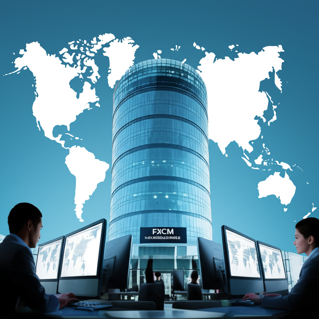 FXCM headquarters with global presence and diverse traders on world map