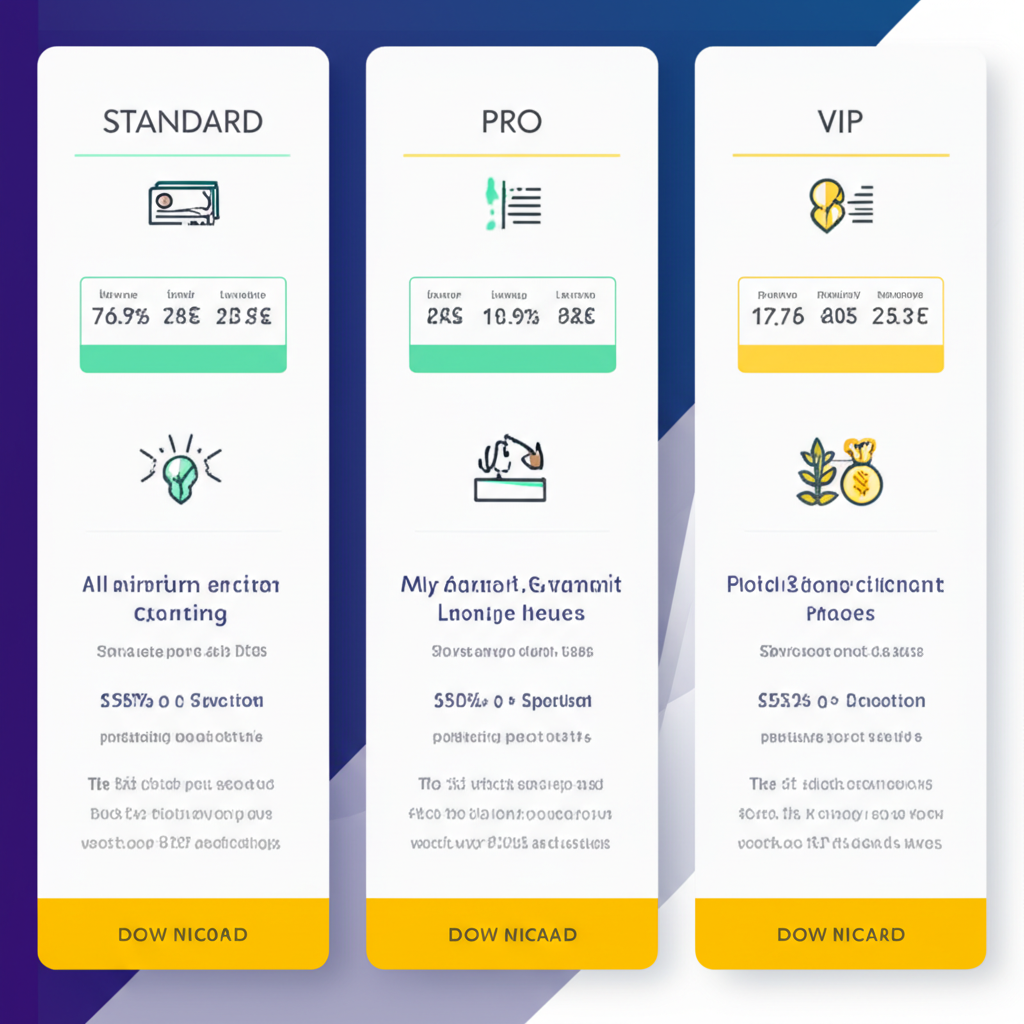 ภาพประกอบการเปรียบเทียบประเภทบัญชี Tickmill เช่น Standard Pro VIP พร้อมคุณสมบัติและประโยชน์