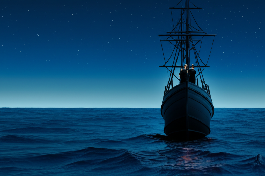 An illustration of a sailor navigating a vast ocean without a map or compass representing deep financial understanding