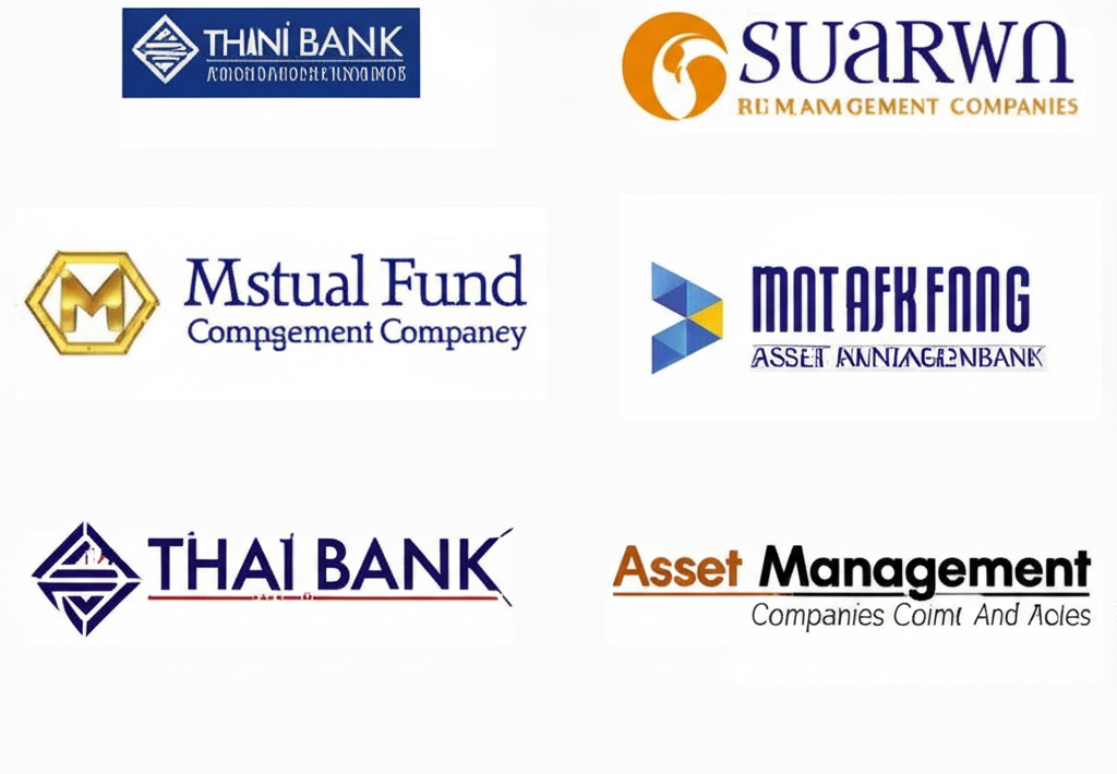 illustration major Thai banks with their asset management companies offering various mutual fund products