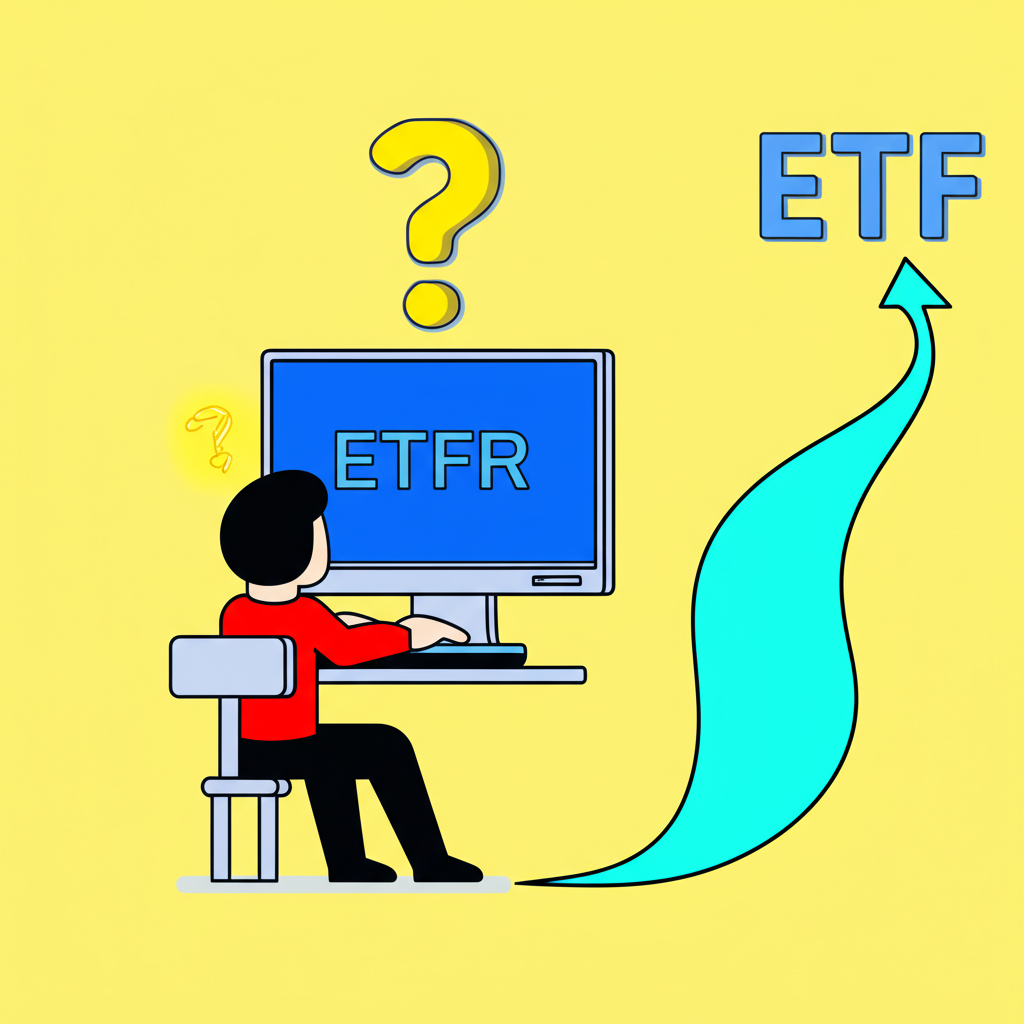 illustration of a person typing ETFR on a computer with a question mark above their head then a clear path leading to ETF