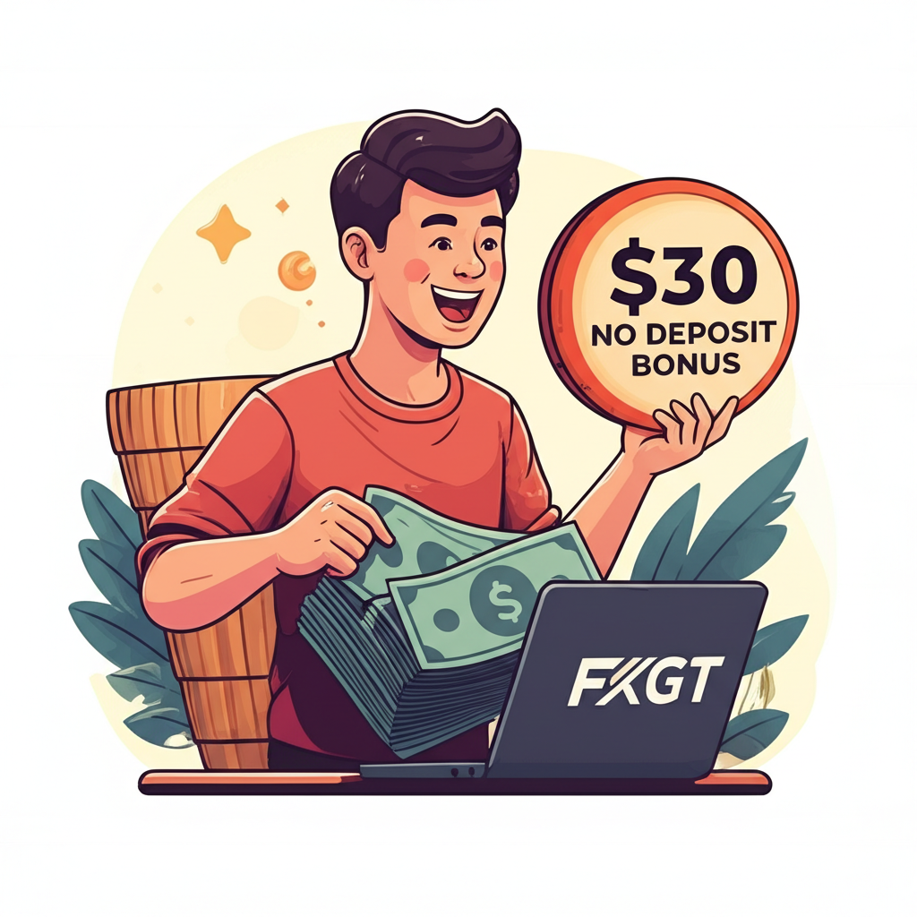 Thai trader receiving FXGT no deposit bonus on laptop