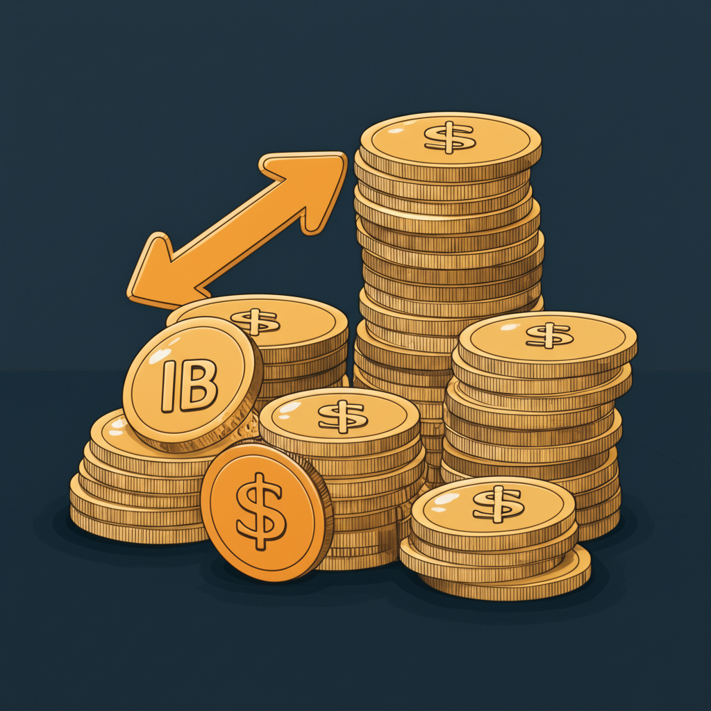 an illustration of various money stacks and symbols representing direct trading IB commission prop firm and copy trade income