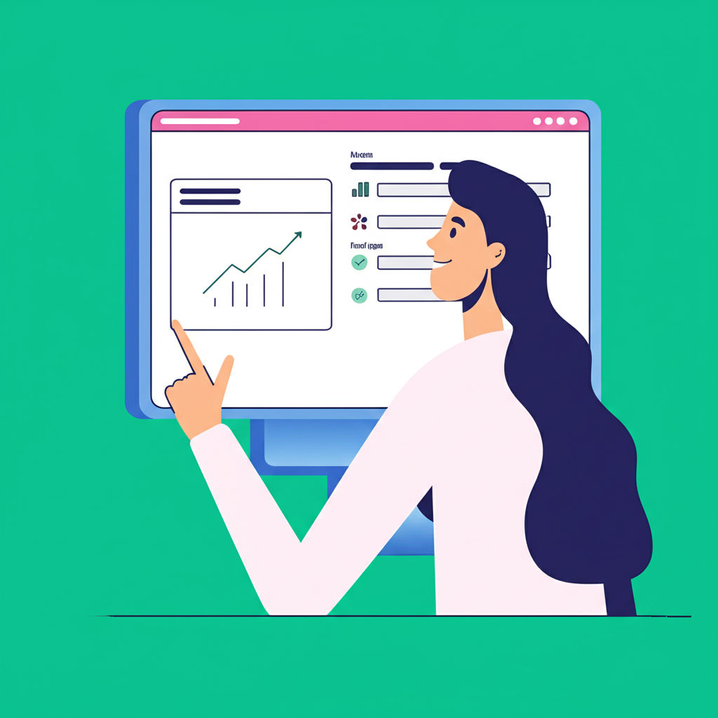 illustration a person evaluating investment criteria like returns fees and fund types on a screen