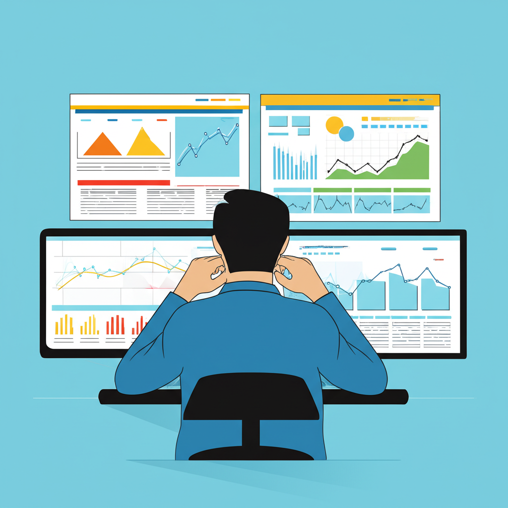 An investor analyzing economic charts with unemployment claims data illustration style