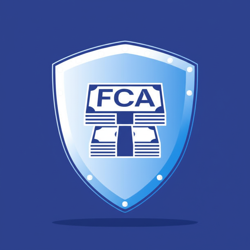 Shield with FCA logo protecting client funds representing safety and regulation